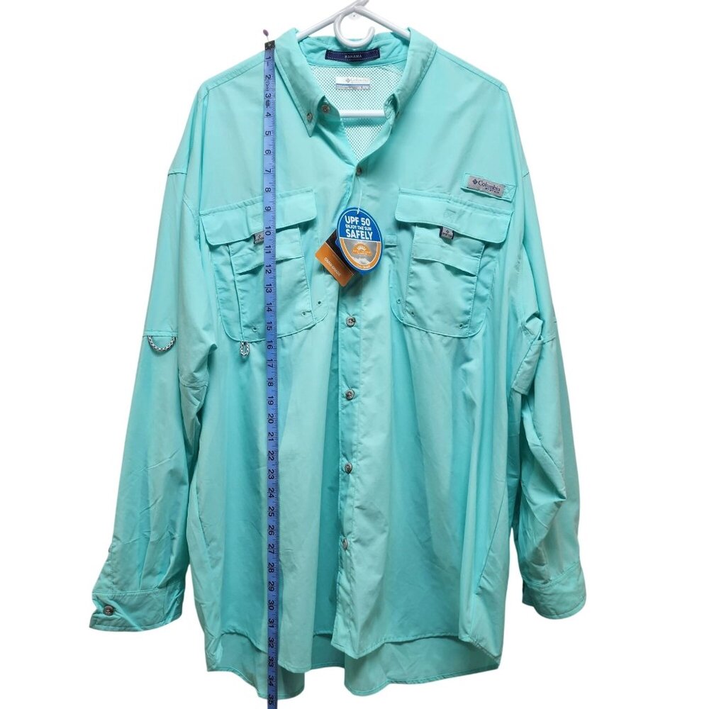 Columbia mens PFG Bahama II UPF 50 Long Sleeve Fishing Shirt Size XXL Mint Green - Picture 7 of 9